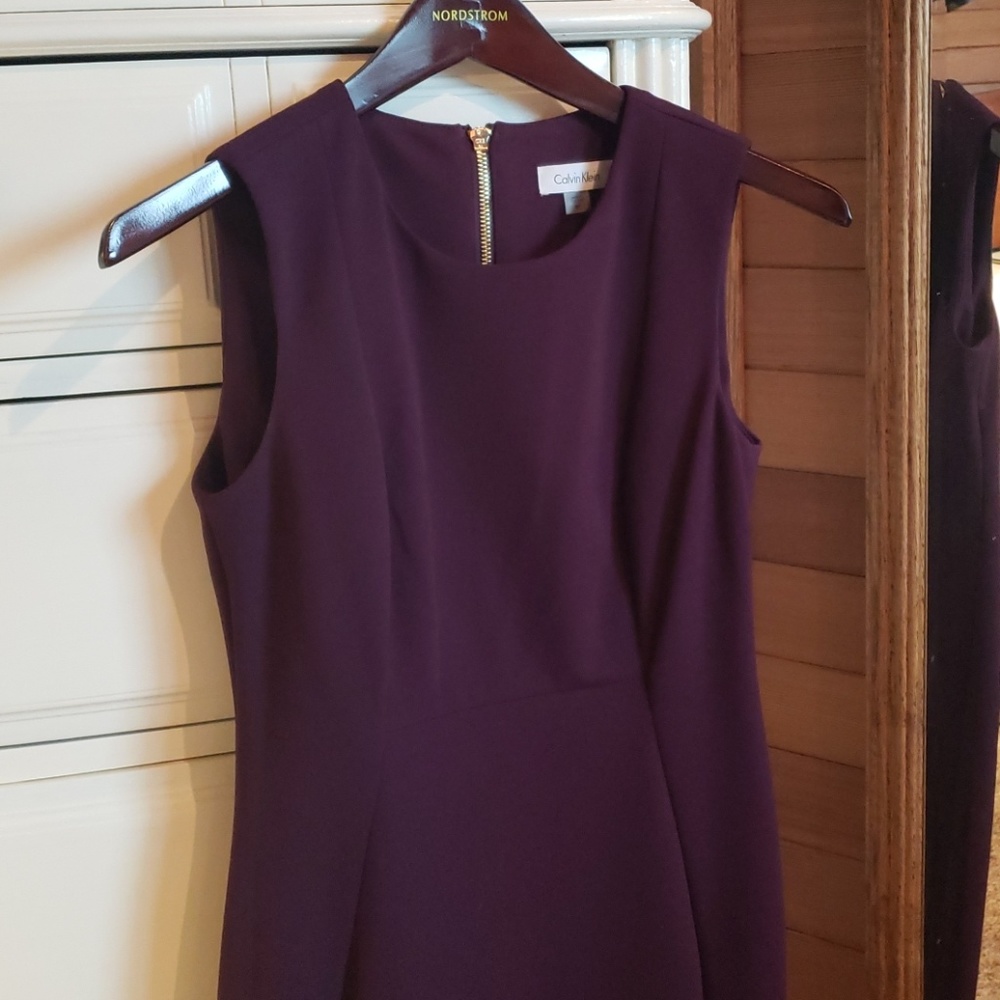 Calvin Klein Sheath Dress Eggplant Burgundy Dress